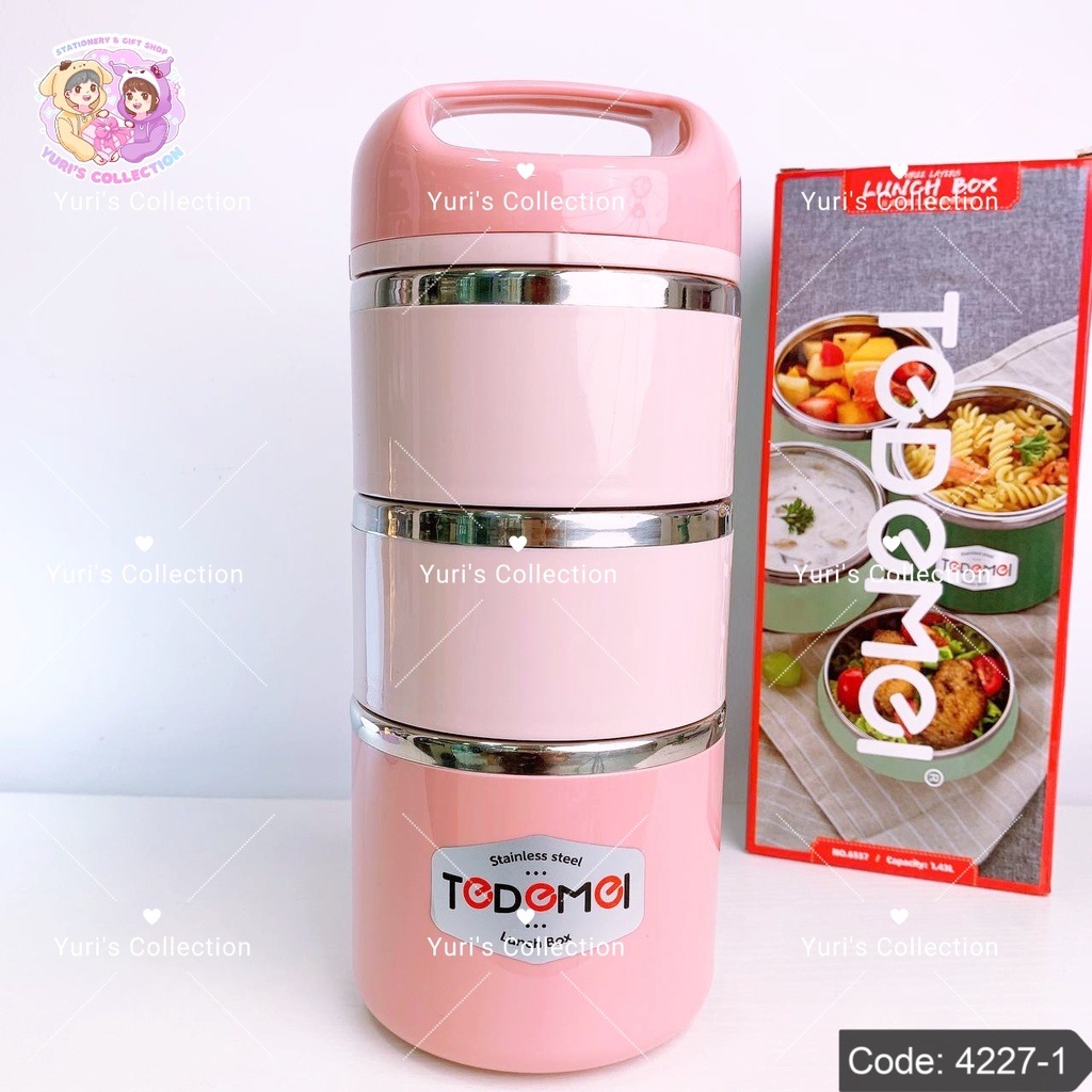 Tedemel Stainless Steel Lunch Box 3Kant \ Pink 
