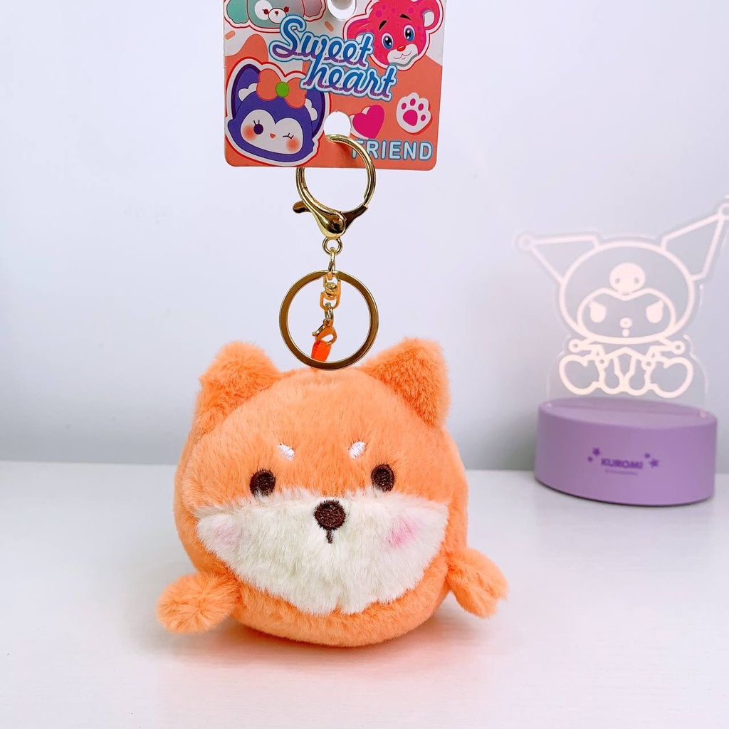 Kitty Tail Moving Plush Keychain / Orange