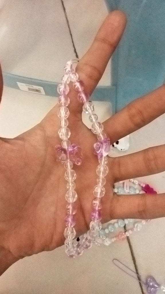 Beaded Phone Strap Keychain \ Bling Bling Purple 