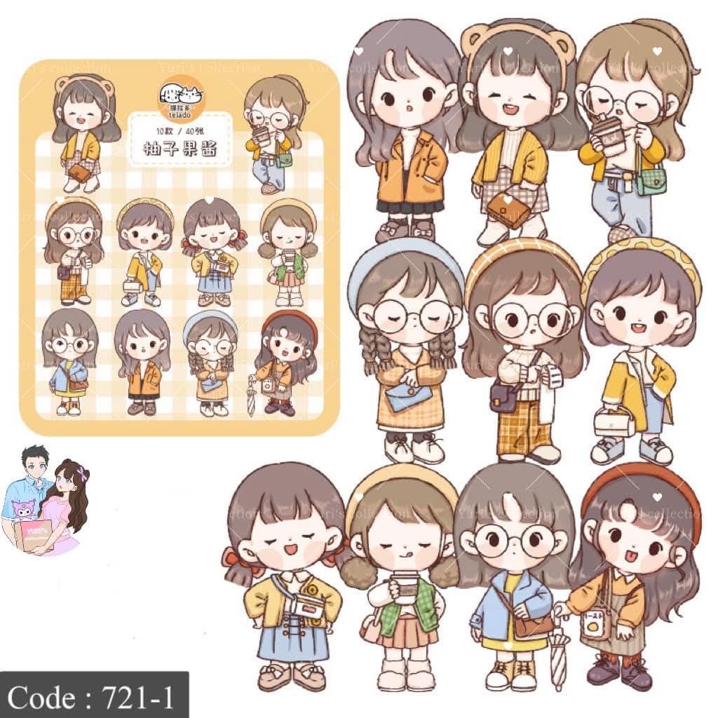 Telado Sticker \ Carton Girl Waterproof Sticker (yellow)
