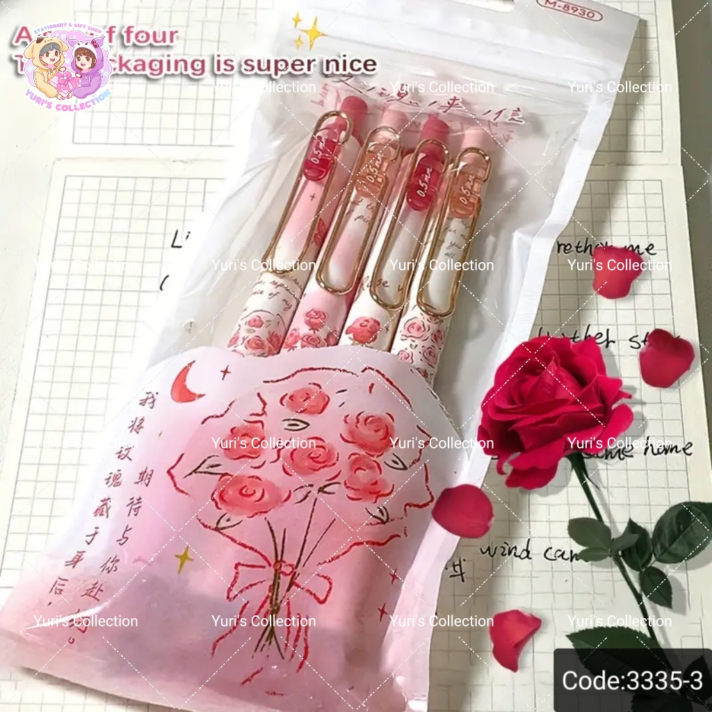 Floral Pen Pink (4pcs) 