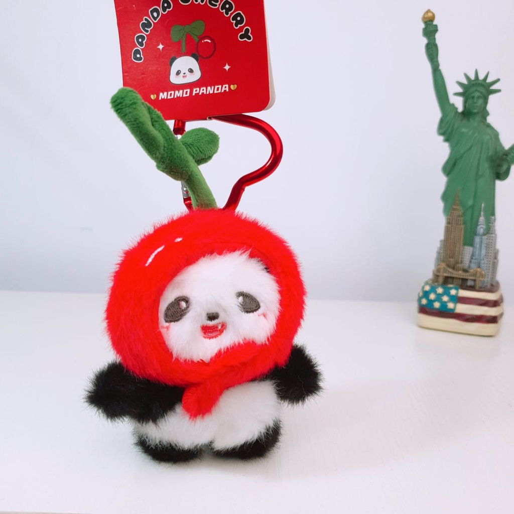 Cute Panda "Cherry Hoodie" Plush Keychain 