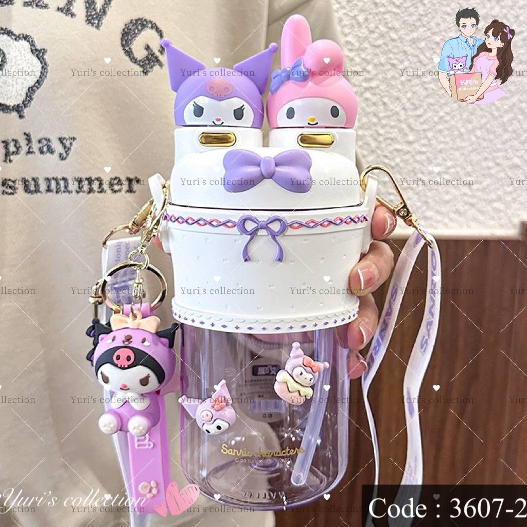 Kuromi & My melody 2 in 1 Water Bottle (White)