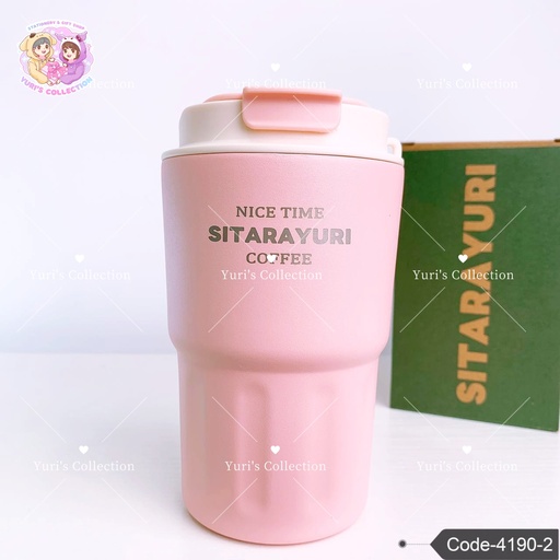 [4190-2] Insulated Vacuum Coffee Cup 360 ML \ Pink 