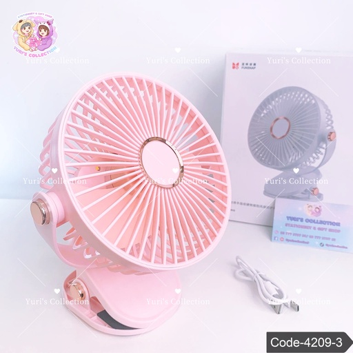 [4209-3] Clip-on Multifunctional Battery Fan LED Light \ Pink 
