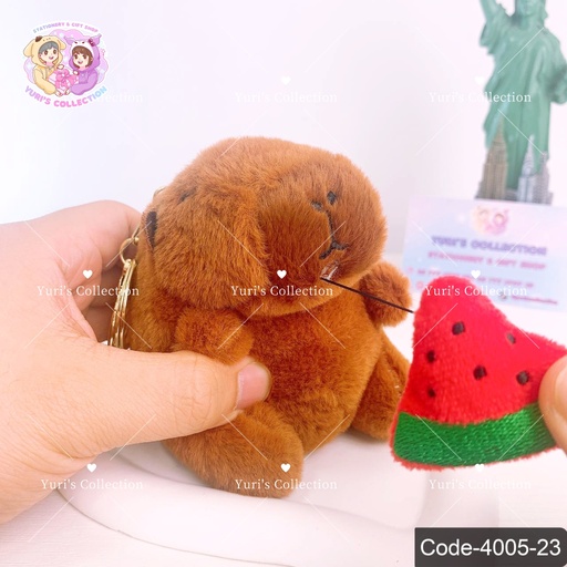 [4005-23] Plush Keychain \ Capy Bara (Watermelon  Vibrate)