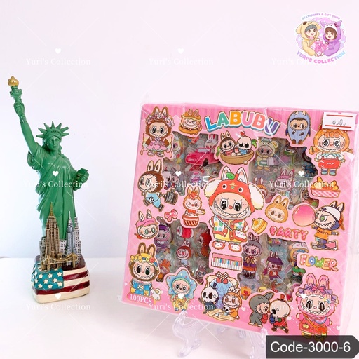 [3000-6] Sticker Box 100 Sheet \ Labubu *Pink*