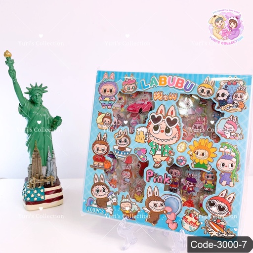[3000-7] Sticker Box 100 Sheet \ Labubu *Blue*