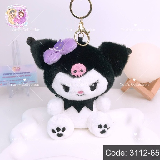 [3112-65] Kuromi Plush Keychain/ Black