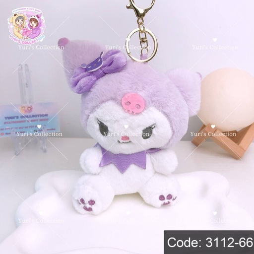 [3112-66] Kuromi Plush Keychain/ Purple 