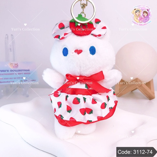 [3112-74] Plush Keychain \ Strawberry Rabbit