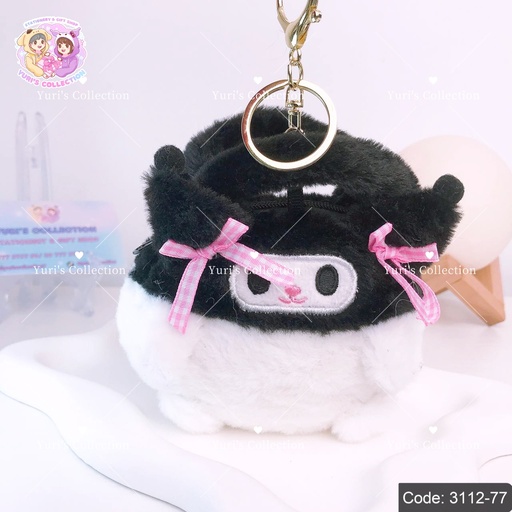 [3112-77] Zip Bag Plush Keychain \ Kuromi 