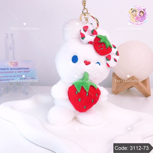 [3112-73] Plush Keychain \ Strawberry Rabbit