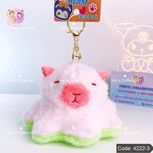 [4222-3] Squid Plush Keychain \ Capy Bara *Pink+Green*
