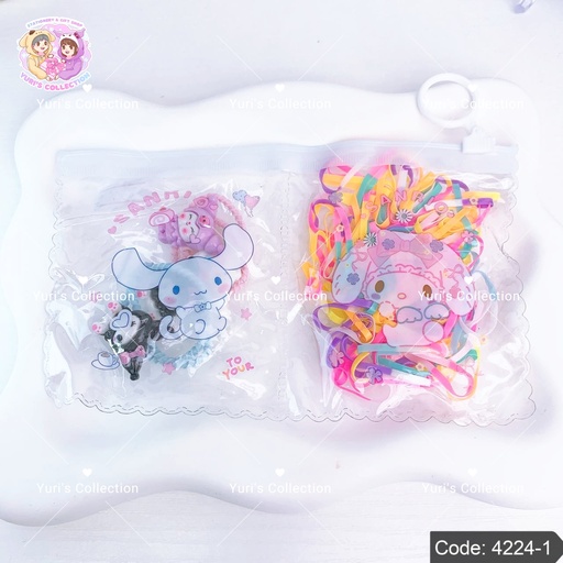 [4224-1] Sanrio Hair Bands Rubber With Topping \ MyMelody + Cinna 