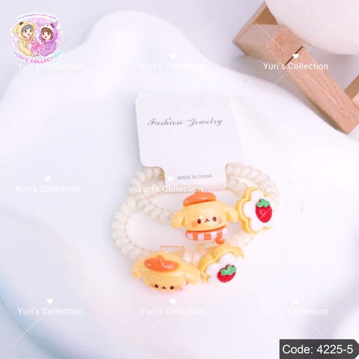 [4225-5] Hair Band Rubber Topping \ PomPom 