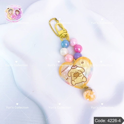 [4226-4] Pearl Beaded Bling Keychain \ Pompom