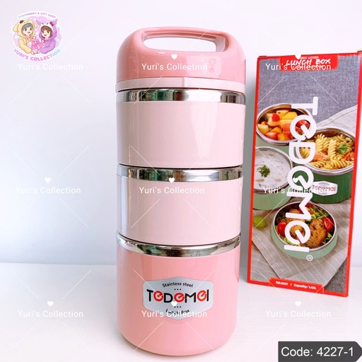 [4227-1] Tedemel Stainless Steel Lunch Box 3Kant \ Pink 