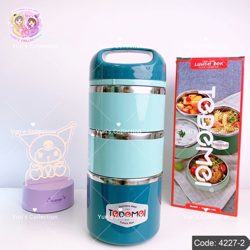 [4227-2] Tedemel Stainless Steel Lunch Box 3Kant \ Blue