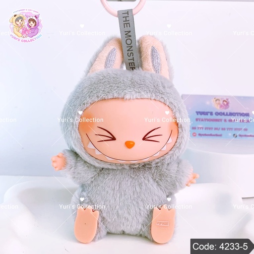 [4233-5] Labubu  Pop Mart Keychain \ Grey 