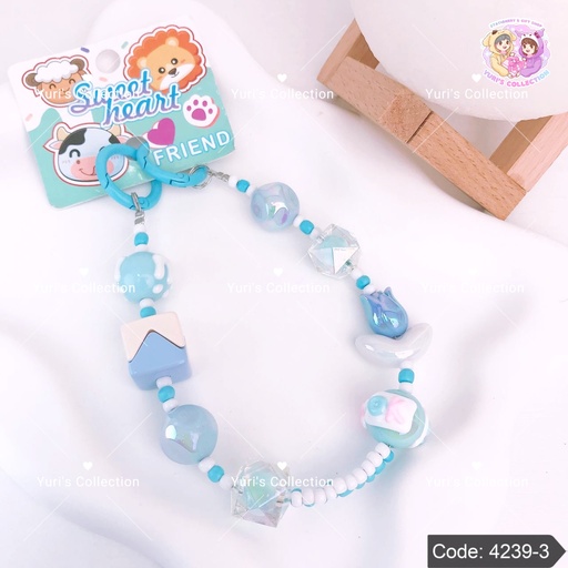 [4239-3] Phone Strap Keychain \ Blue 