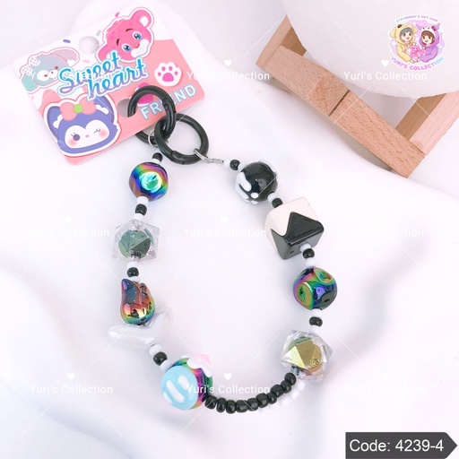 [4239-4] Phone Strap Keychain \ Black 