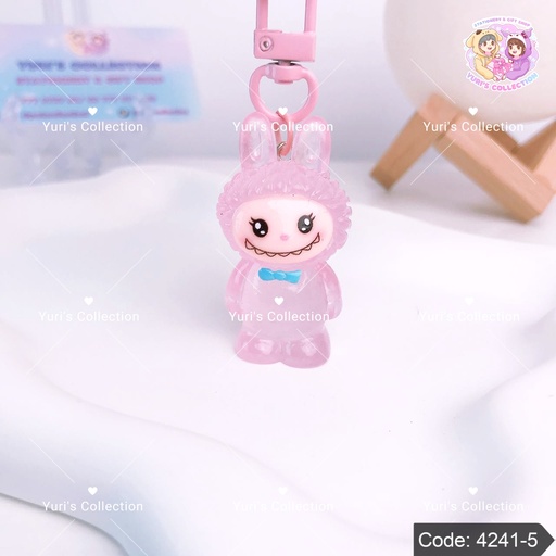 [4241-5] Labubu Luminous Keychain \ White Pink 