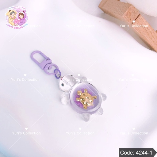 [4244-1] Gold Turtle Keychain \ Purple 