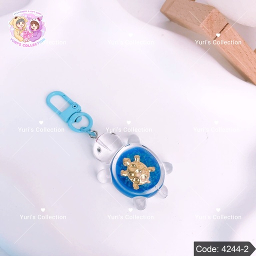 [4244-2] Gold Turtle Keychain \ Blue 