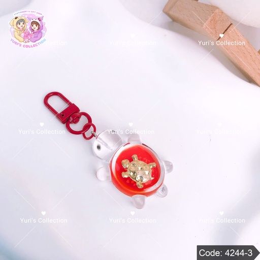[4244-3] Gold Turtle Keychain \ Red 