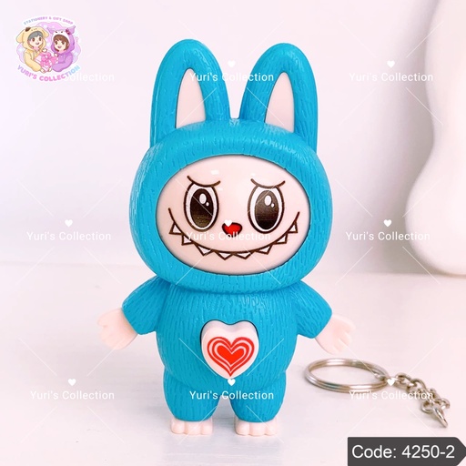 [4250-2] Face Changing Figure Keychain \ Labubu *Blue*