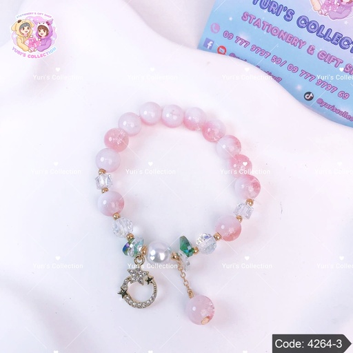 [4264-3] Crystal Beads BraceLet \ Moon & Star 