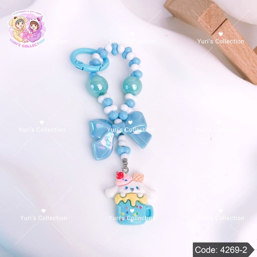 [4269-2] Baeded Ribbon Keychain \ Cinna 