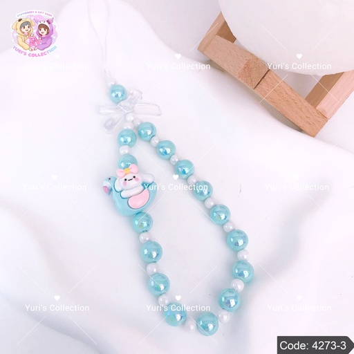 [4273-3] Beaded Phone Strap Keychain \ Cinna 