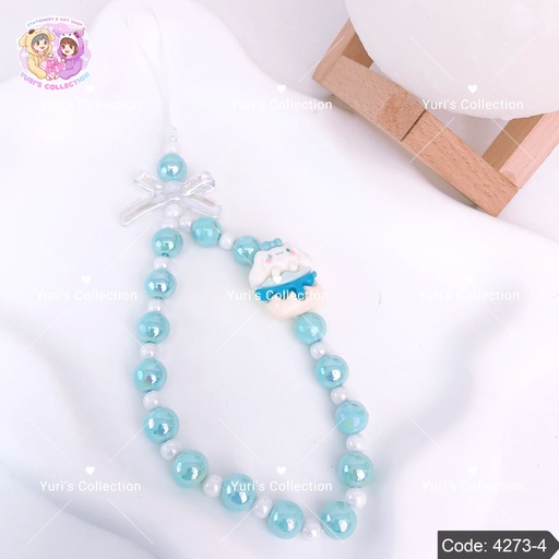 [4273-4] Beaded Phone Strap Keychain \ Cinna 