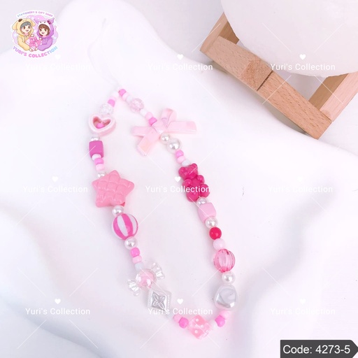 [4273-5] Beaded Phone Strap Keychain \ Bear 