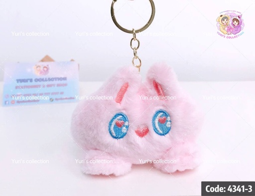 [4341-3] Cute Kitty Plush Keychain / Pink