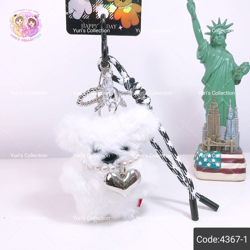 [4367-1] Cute Plush Fluffy Keychain \ Puppy 