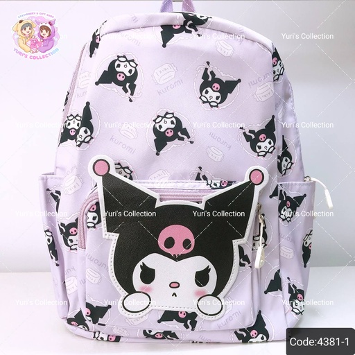 [4381-1] Sanrio Backpack Medium Size With Sticker \ Kuromi 