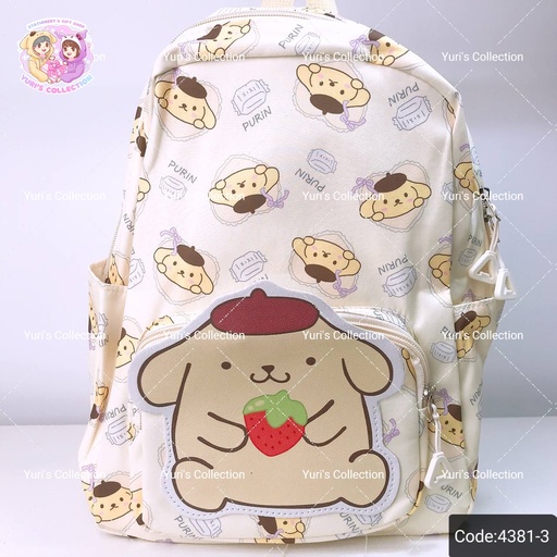 [4381-3] Sanrio Backpack Medium Size With Sticker \ PomPom