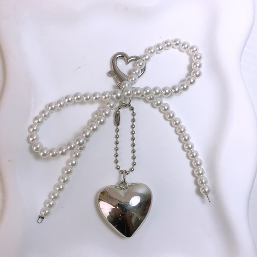 [4382-1] Heart Pearl Beaded Keychain