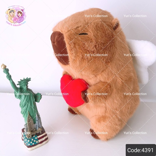 [4391] Capy Bara Plushie *35cm* \ Wings & Red Heart 