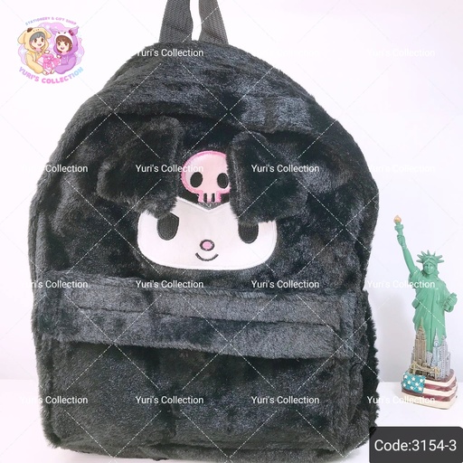 [3154-3] Sanrio Fluffy Backpack \ Kuromi *Black*