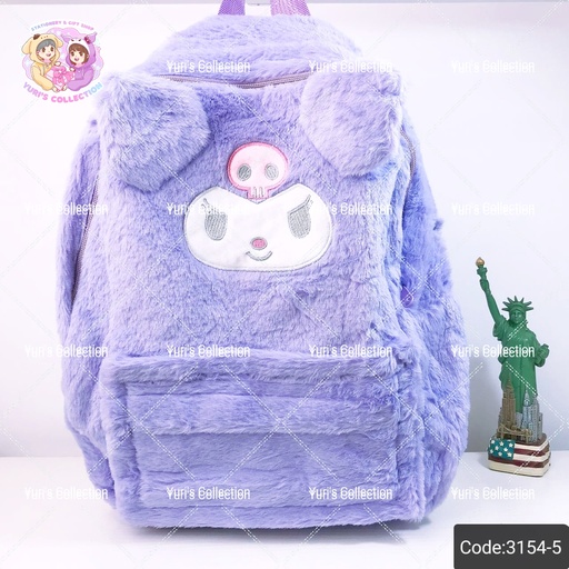 [3154-5] Sanrio Fluffy Backpack \ Kuromi *Purple*