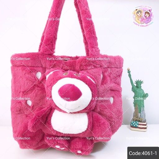 [4061-1] Fluffy Plush Shoulder Bag With Doll \ Lotso 