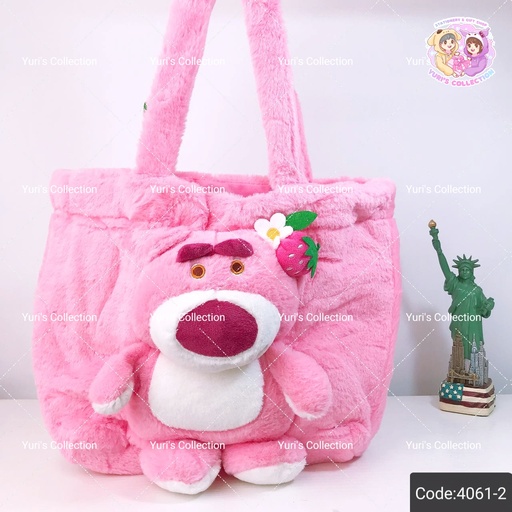 [4061-2] Fluffy Plush Shoulder Bag With Doll \ Lotso *Pink*