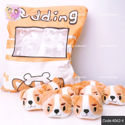 [4062-4] Back Head Pillow With Mini Pillow \ Dog Pudding 