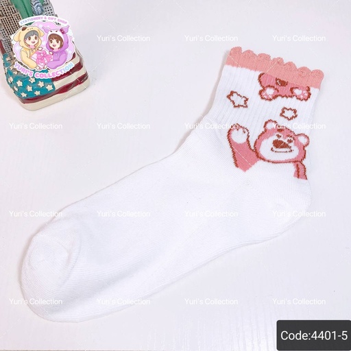 [4401-5] Cotton Socks 27cm / Lotso *White*