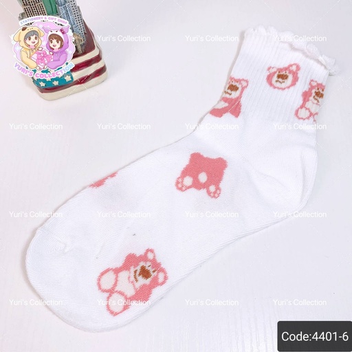 [4401-6] Cotton Socks 27cm / Lotso *White*