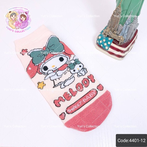[3905-12] Cotton Socks 19cm / MyMelody *White*